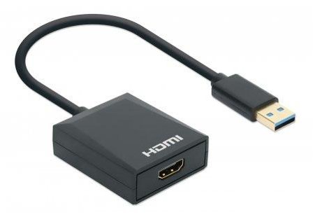 Manhattan MH Converter, USB to HDMI, USB A-male/HDMI-female, Black, Re