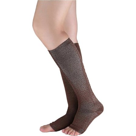 Unisex Kompresjonsstrømper uten tær, knestrømper, pustende, svært elastiske, brune (FMY)