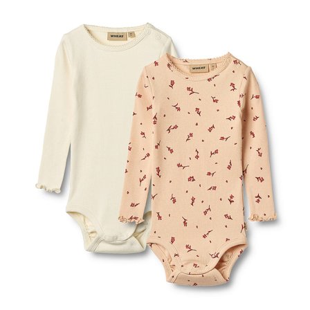 WHEAT Body Long Sleeve Regitze Rose Water Flowers Str 74/9m, Tøj & Bolig, Børnetøj, Sparkedragter & Bodyer