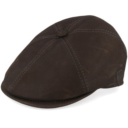 MJM Hats - Marrone flatcap Cappellino - Mjm Rebel El Nappa Wax Brown Flat Cap @ Hatstore