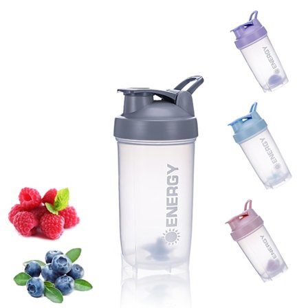 Protein Shaker Cup med Blender Ball Fitness Shaker Cup Portabel Milkshake Cup BPA-fri, 500ml (Grå)