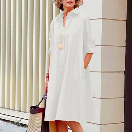 Sommar Populär Enfärgad Polka Dot Print Sexig Skjorta Sommarklänning Lös Pocket Dress A9SYDDG2306141 3XL