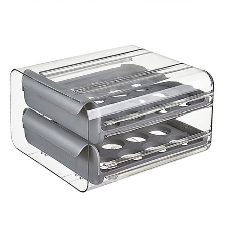 Kylskåp Dubbellagerlåda Äggorganisatör Slitstark stabil äggfräschningsbärare för köksskåp