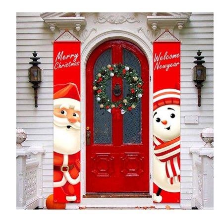 Udendørs Dør Banner Veranda Dekorationer Dekorationssæt Hoveddør Glædelig Jul Skilt kompatibelt By Land Bondehus Vægophæng Udendørs (180*30cm)