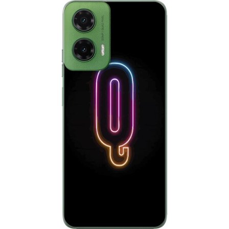 Kompatibelt Mobildeksel til Motorola Motorola Moto G35 Minimalistisk neonbokstav Q i skinnende farger mot mørk bakgrunn