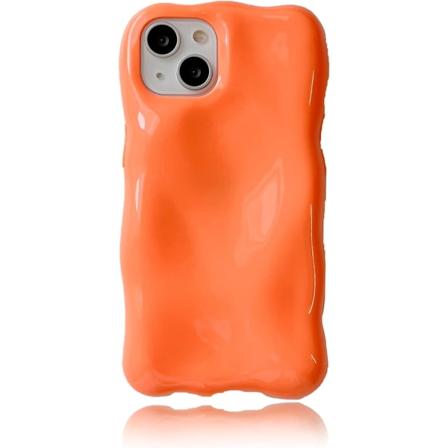 Oransje iPhone-deksel, kompatibel med iPhone 13Pro Max, fasjonabel søt 3D ensfarget meteorittformet deksel, støtsikkert mykt TPU-beskyttelsesdeksel 