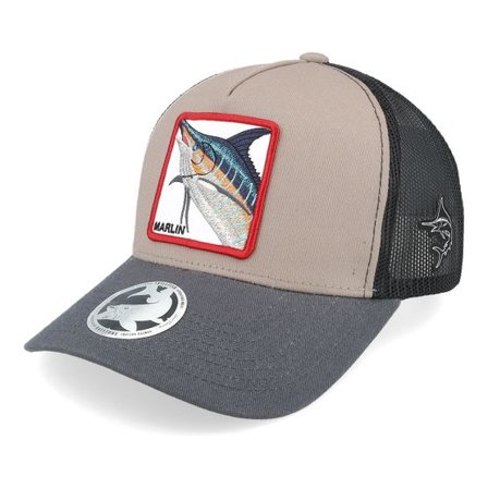 Skillfish - Grå trucker Keps - Marlin Box Light Grey/Black/Charcoal A-frame Trucker @ Hatstore