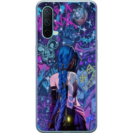 Yhteensopiva Puhelinkuori OnePlus OnePlus Nord CE 5G Värikäs graffitipiirros, jossa on sinisellä hiuksilla varustettu hahmo kaupunkimaisessa neon-t