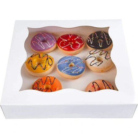 Bagerikasser med PVC-vindue, 30,5 x 30,5 x 7,6 cm til tærte- og kagekasser, små naturlige papirkasser (hvid, 15)