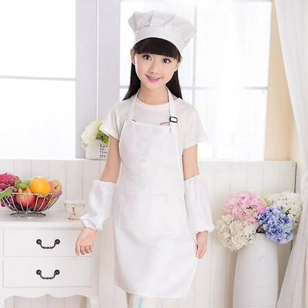 Børneforklæde med forlomme til drenge og piger - Køkkenforklæde til børn - Maleri- og madlavningsforklæde til børn - Babyforklæde