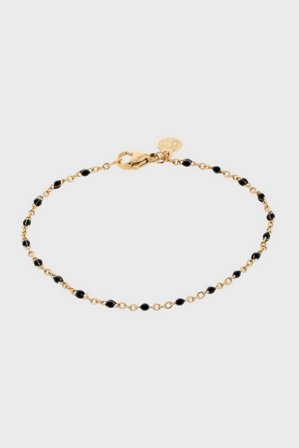 The Black Bead Bracelet - Gold