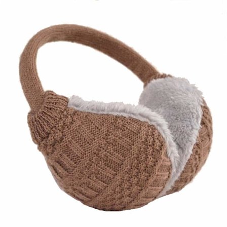 Brun Komfort Plysj Strikket Ørevarmer Avtakbare Øreklokker-XM2-