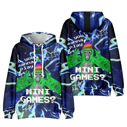Ny Gorilla Tag 3D-trykket Hoodie for Gutter - Casual, Løstsittende, Hettelue, Genser, Gamer-Gave (12-13 År B)