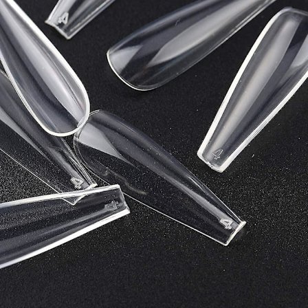Clear Long Coffin Nails Tips,100 Pcs Fake Full Cover Ballet Nails False