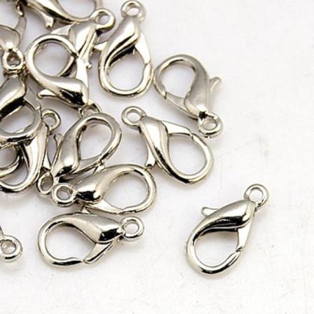 50 St. 14 Mm. Långa Nickelfria Platinapläterade Lobsterlås