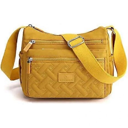 Crossbody-taske til damer, Crossbody-taske med flere lommer, skuldertaske, rejsetaske, håndtaske (Gul)