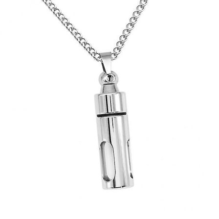 5x Rostfritt Stål Minnes Tub Flaska Vätskehållare Hänge Halsband silver