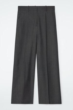 COS Frauen Wollhose Mit Weitem Bein Und Nadelstreifen in Grau