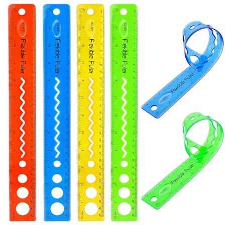 Folding Ruler, 4 stk Fargerik Bøybar Linjal Transparent Bøyelig Plast