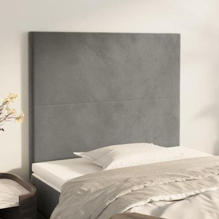 Vidaxl Huvudgavlar 2 St Ljusgrå 90x5x78/88 Cm Sammet Grå
