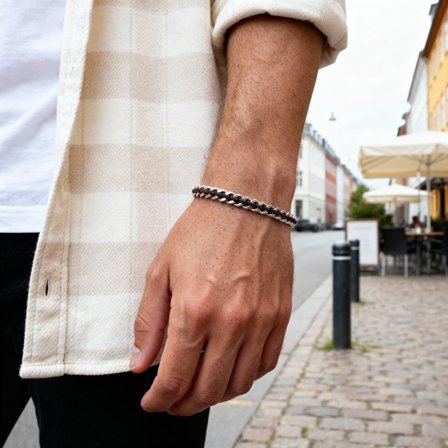 Edelstahl- und Braun-Nylon-Armband für Männer - Edelstahl Armbänder