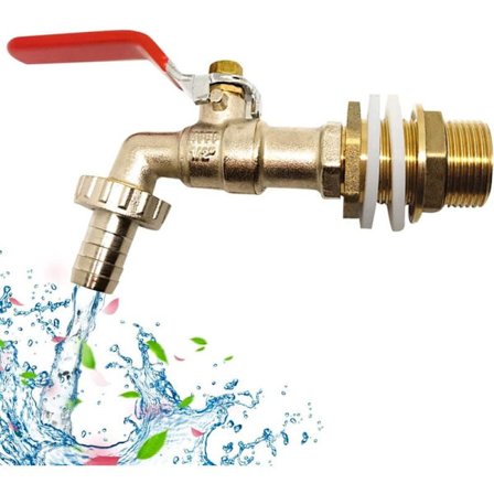 1000L Tankkran, Regnvattenåtervinningskran Tankadapter 1/2" (13mm) Kran, IBC Dräneringstankadapter för Kran, Mässingskran för IBC (1 st)