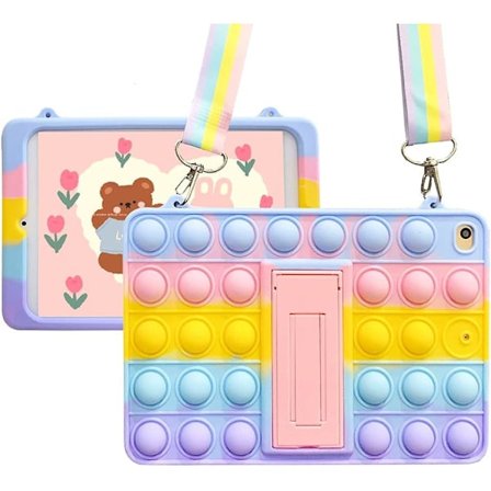 Push Pop Fidget Leksaker Fodral för iPad 2/3/4 9.7'' tum Silikon Stötsäkert Tablet Skydd med Vikbart Ställ och Snodd (iPad 2/3/4 9.7'') iPad 2/3/4 ...