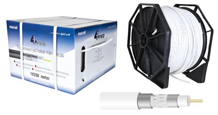 Televes RG-6T Koaksialkabel 1,0/4,6 mm, trippelskjermet 250 m, Stikkontakter & kabler