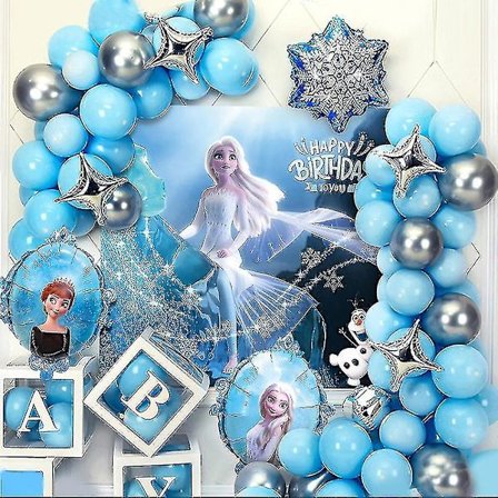 Frozen Elsa Anna Tema Poster Ballonger Girlang Båge Kit Barn Kalas Dekoration Festtillbehör