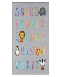 *Ny*Matta med barnmotiv Play Alfabet Grå