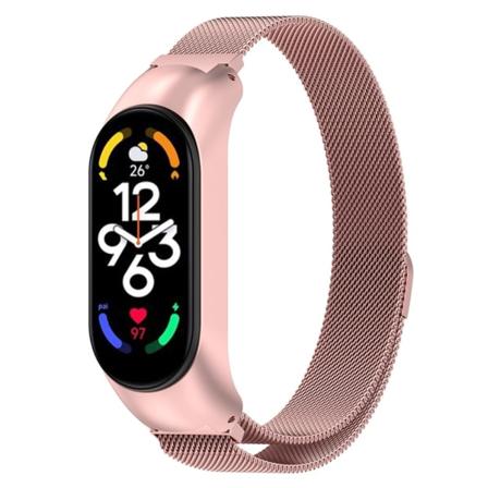 Milanese Loop -ranneke Xiaomi Mi Band 7 - Pinkki