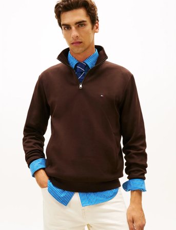 Tommy Hilfiger Essential Intechno 1/4 Zip - Brown - M