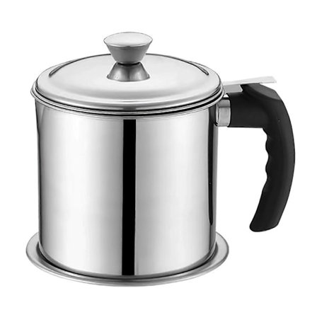 Beholder til baconfedt med si og låg, oliebeholder i rustfrit stål til opbevaring af fritureolie og madlavningsfedt