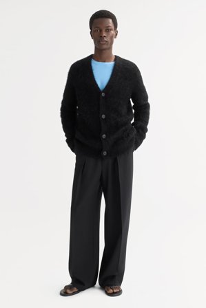 Soft Goat - Men's Alpaca Cardigan - Men cashmere sweater - M - Black