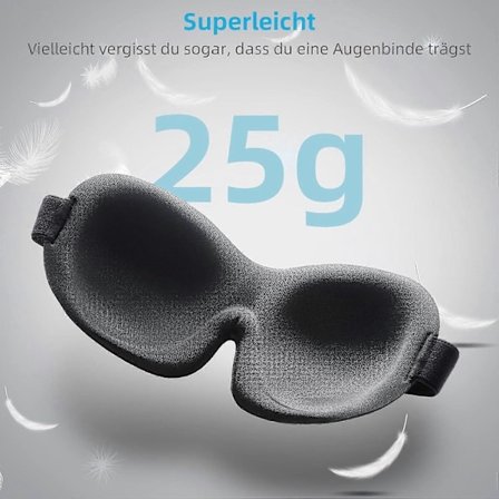 Trilancer 3D Sovmask för Män och Kvinnor, Ögonmask i Memory Foam, Absolut Mörk Ögonmask med Öronproppar