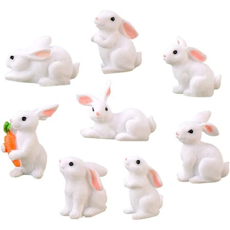 Miniatyyrikaniini koriste, 8 kpl mini kaniini figuuri, mini R