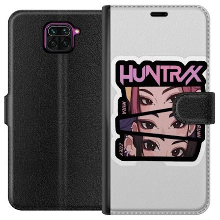 Yhteensopiva Lompakkokotelo Xiaomi Redmi Note 9 K-pop-inspiroitunut futuristinen tyttöryhmä neonvaloissa ja kosminen sci-fi-kohtaus