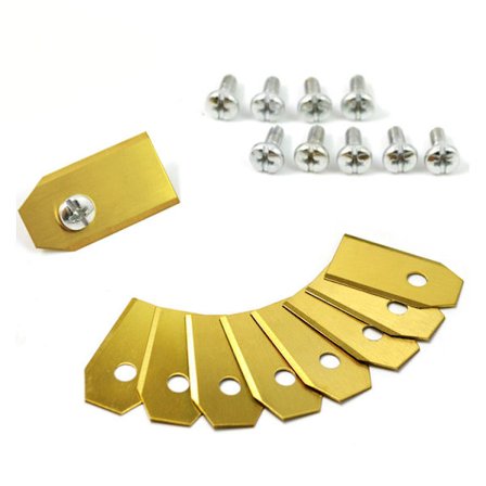 Sæt med 45 titaniumsklinger til robotplæneklipper Husqvarna Automower, Gardena, Yardforce (3 g - 0,75 mm) + 45 skruer