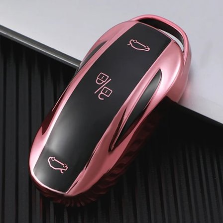 TPU-deksel for Tesla Model 3 Model X Model S Model Y Nøkkelbeskyttelse Rosa pink
