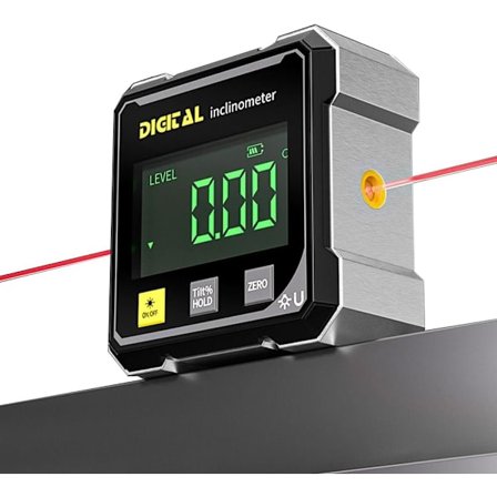 2025 Uusin malli digitaalinen kulmamittari elektronisella laserilla, 4-puolinen vahva magneettinen kulmamittari, inklinometri taustavalolla, pöytäsaha