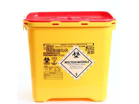 SAN SAC Kanylburk gul med etikett 22L - Lyreco - Sjukvård och omsorg - Inredning - Riskavfallshantering