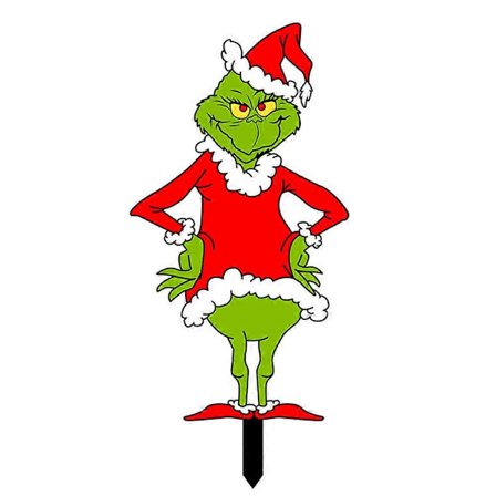 Grinch Julehage Skilt med Staker for Julefest Hage Plen Utendørs Dekorasjon (FMY)