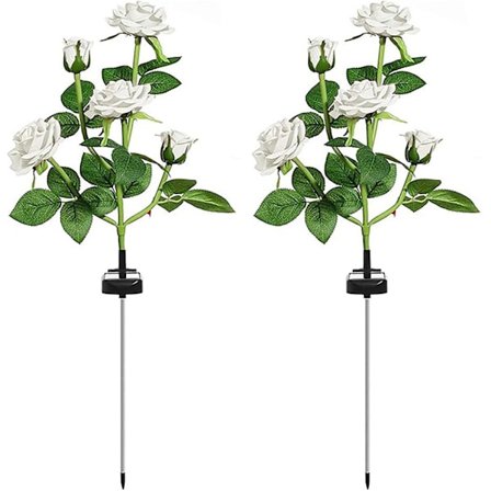 Soldrevne havelamper, 2-pak LED-roseblomster dekorative hegnlamper med 10 roser