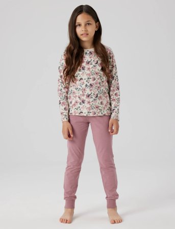 name it Nkfnightset Nostalgia Flower Noos - Pink - 134-140