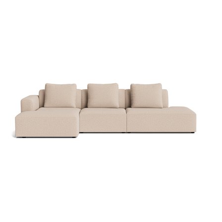 Como chaiselong sofa, venstrevendt | open end - Montreal Beige - 308x155x83cm - Håndlavet kvalitets sofa med ekstra rygpuder