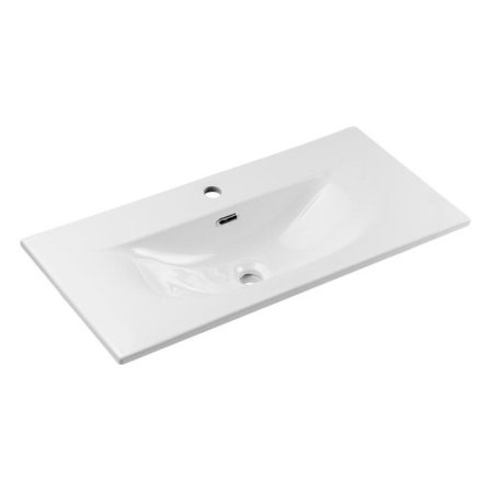 Indbygget vask 80cm i blank hvid keramik - Altis - L 81 x P 40 x H 15 cm