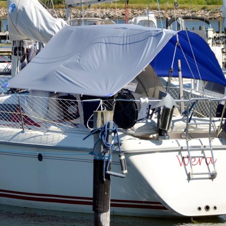 Sunshade / sun protection boat Robline Boom Sun Cover, square, 350 x 350 cm + rope + length adjuster + hooks