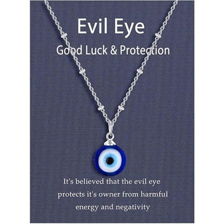 Ondt øje halskæde med tyrkisk blå øjeæble perlekæde vedhæng halskæde kvinder mænd kvinder (Sølv)