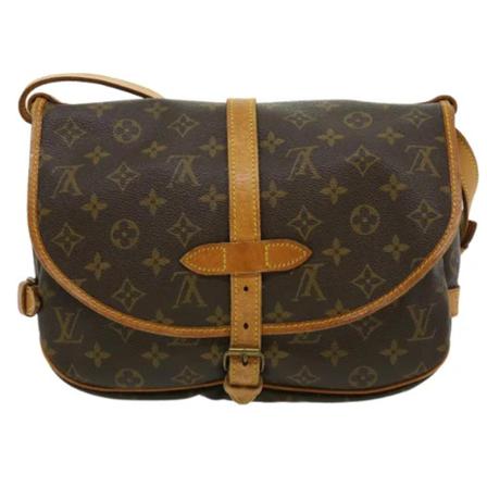 Louis Vuitton Vintage, Pre-owned Saumur 30 Monogram Messenger Bag Bruin, Dames, Maat:ONE Size,leer