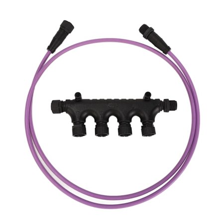 for NMEA 2000 4-ports Multiport T-kontakt M12 vanntett med trådkabel for marine